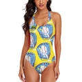 Cross-Back One Piece Swimsuit Women - Baseball Sprinkles Ice Cream Drip