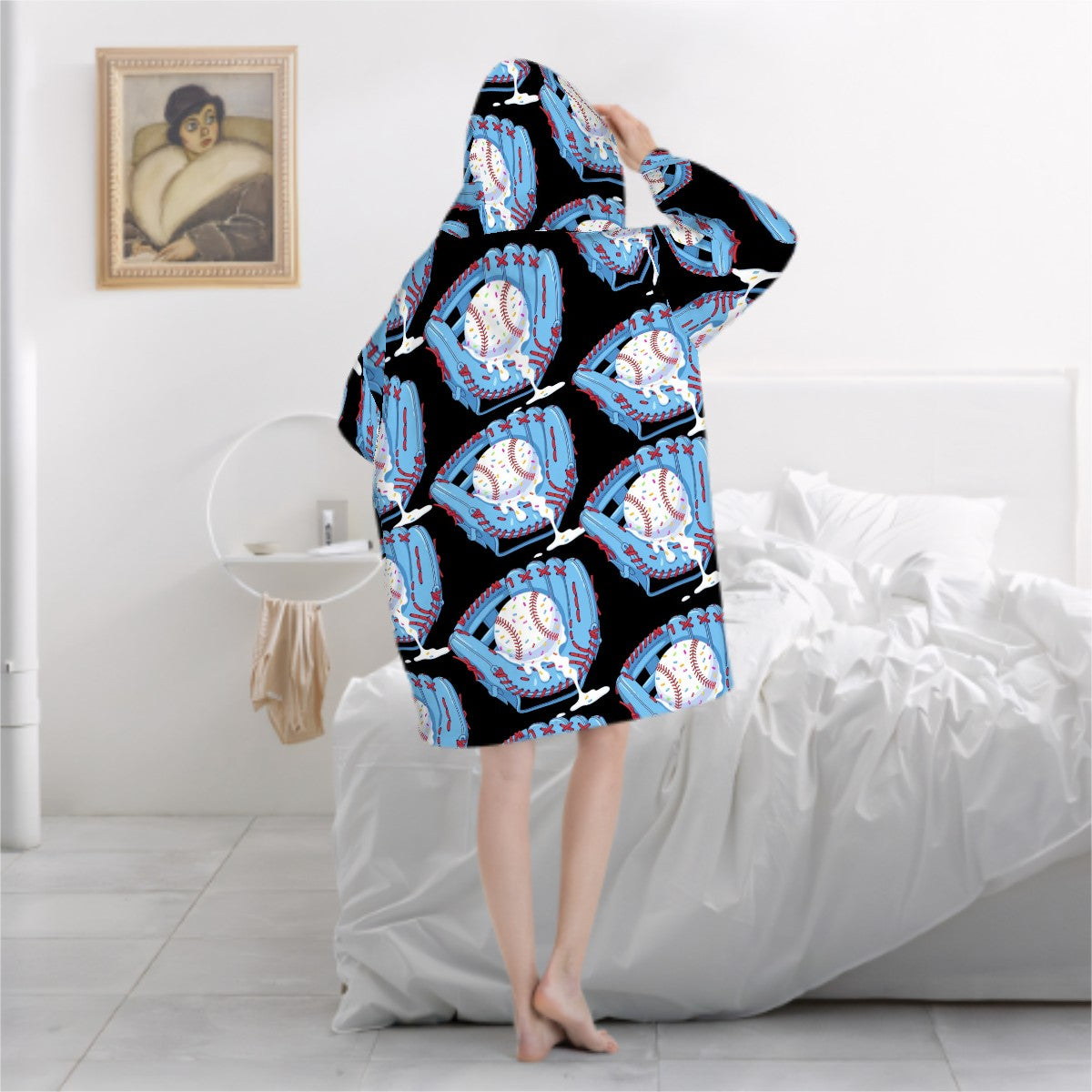 Adult Blanket Sweatshirt - Baseball Sprinkles Ice Cream Drip Black