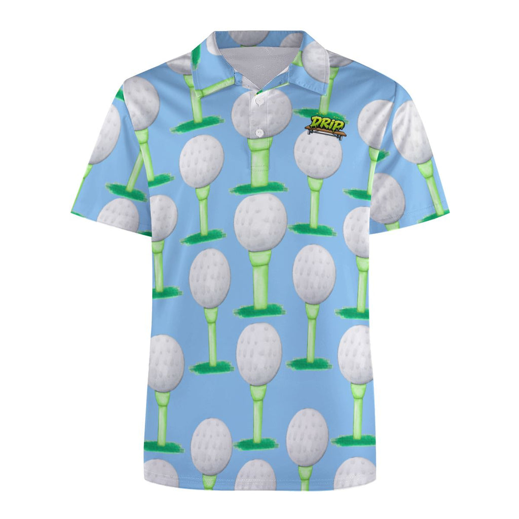 Uncle Golf Shirt - Golf Ball and Tee Ice Blue