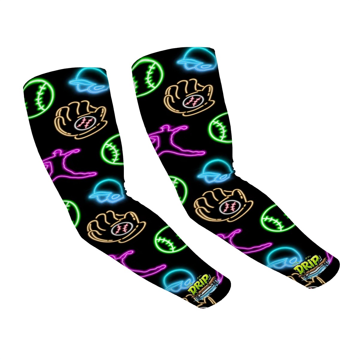 Drip Bench Performance Arm Sleeves - Baseball Neon Lights Black