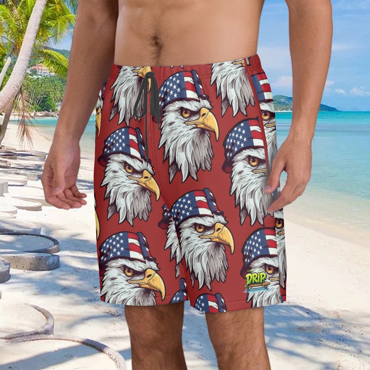 Men/Teen Swim Shorts - Eagles Fly Classic Red