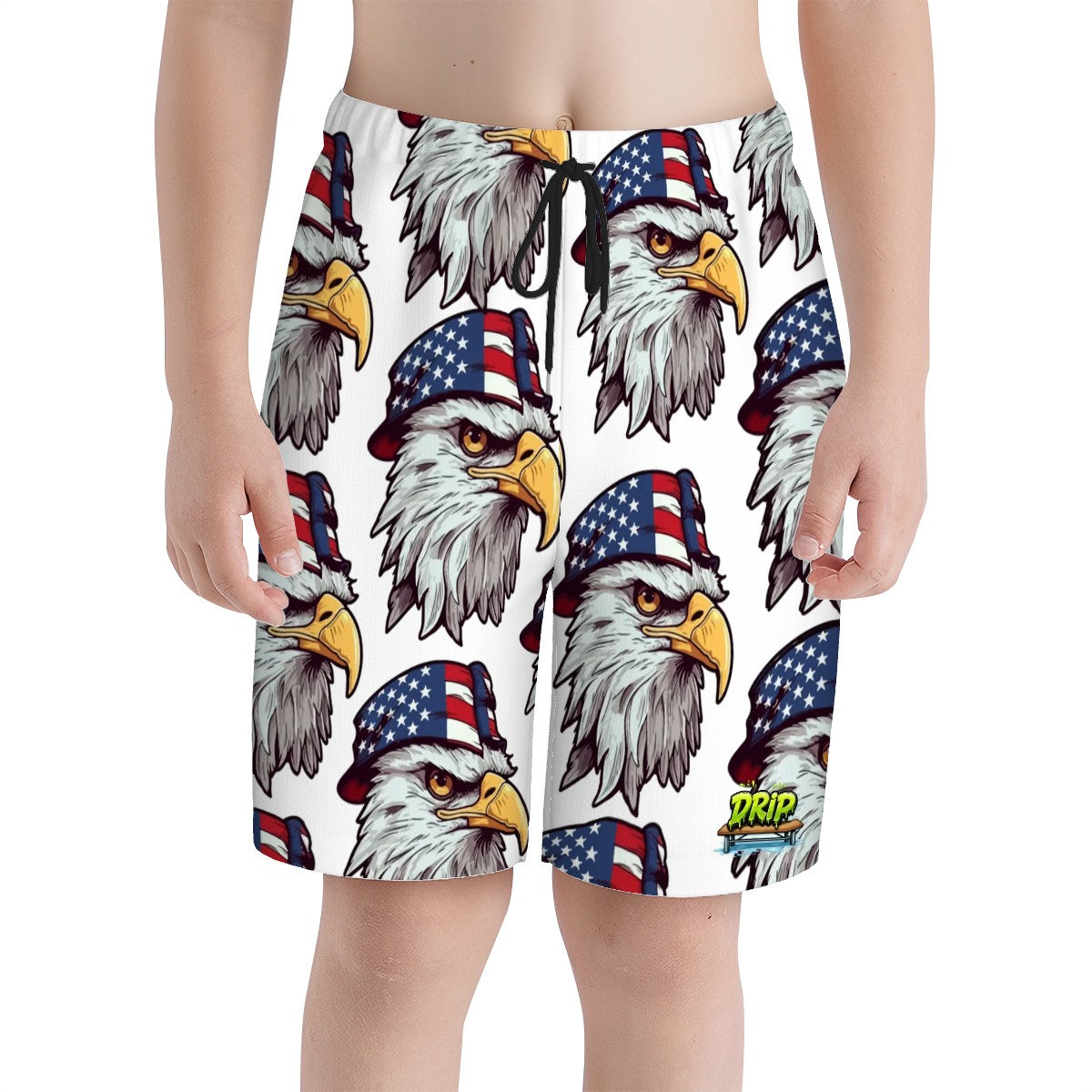 Youth Swim Shorts - Eagles Fly White
