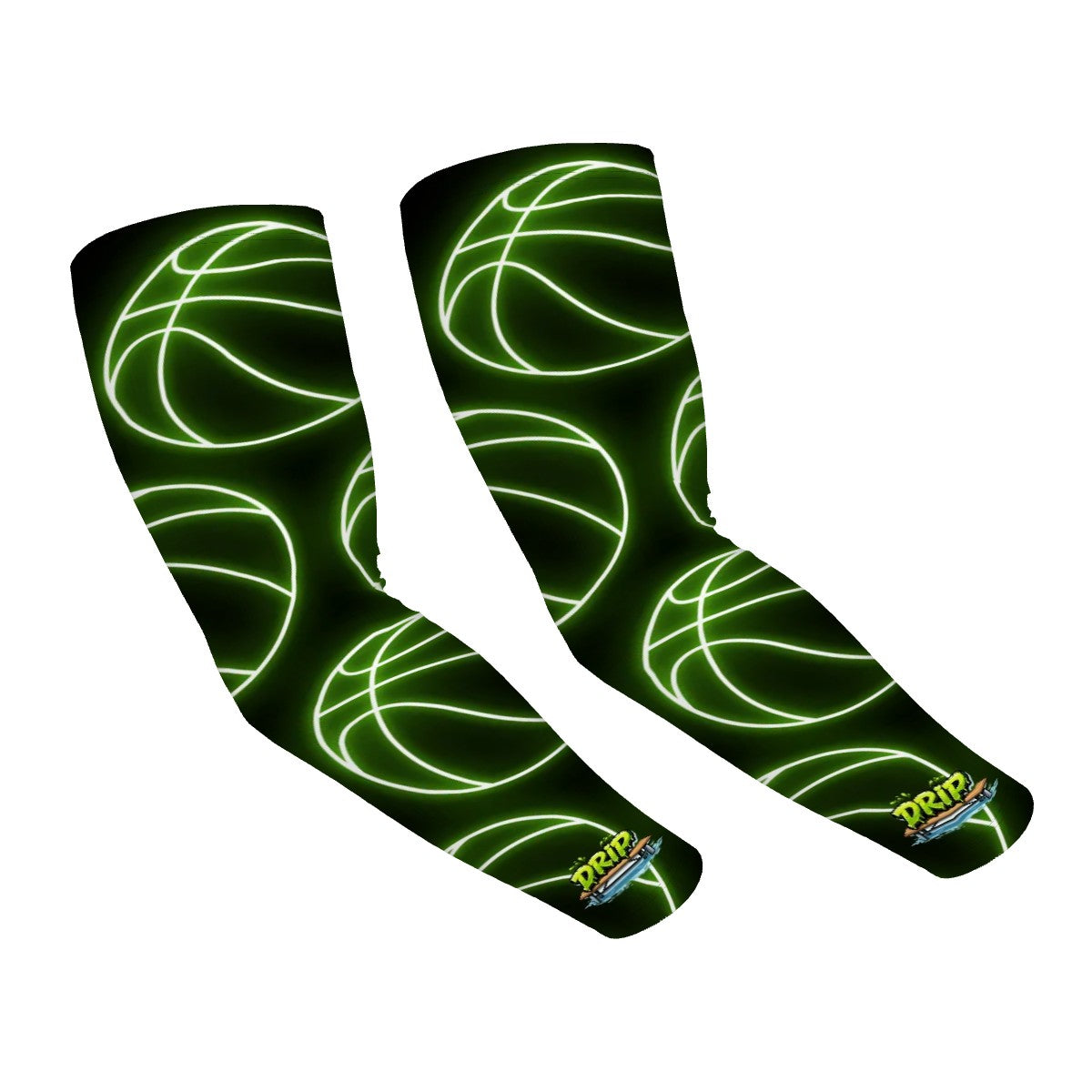 Drip Bench Performance Arm Sleeves - Basketball Neon Green Midnight