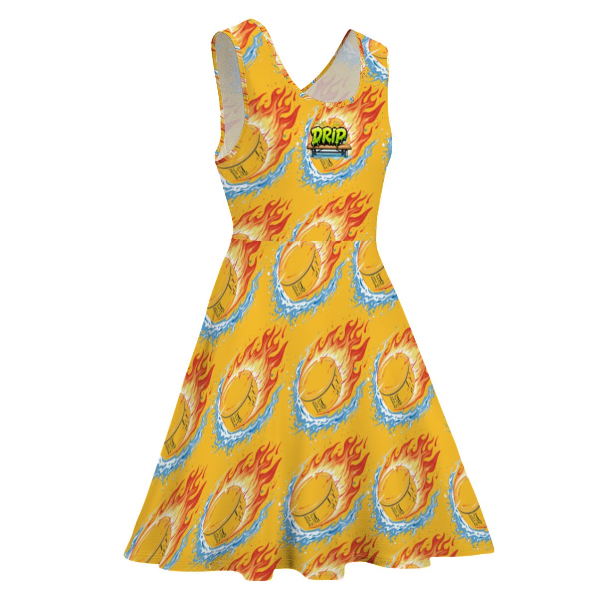 Women's Game Day Dress - Flamin Hockey Pucks Gold