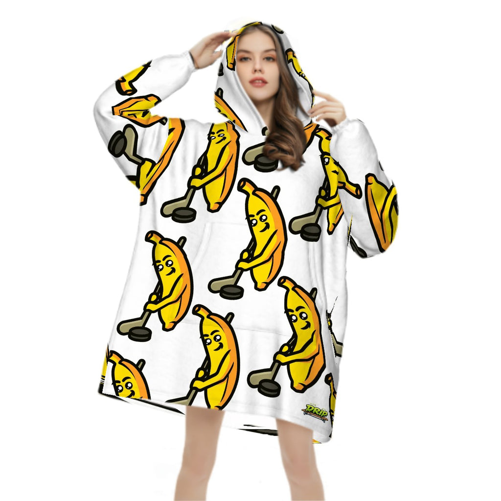 Adult Blanket Sweatshirt - Bananas for Hockey White