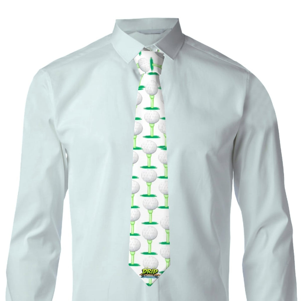 Game Day Tie - Golf Ball and Tee White