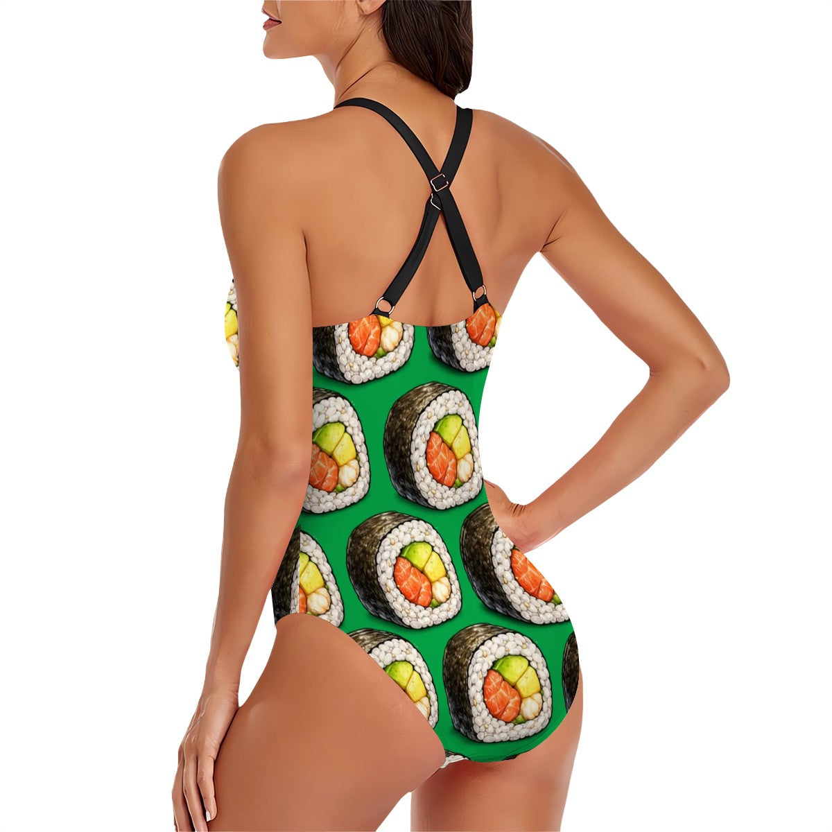 Cross-Back One Piece Swimsuit Women - Sushi
