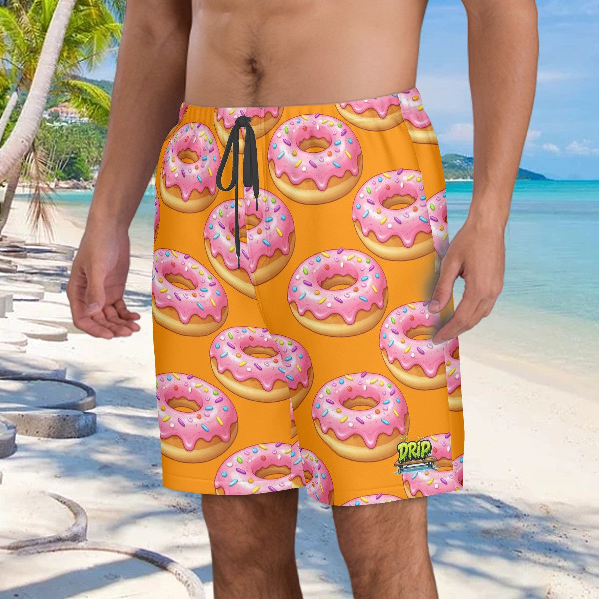 Men/Teen Swim Shorts - Donut Drip Orange