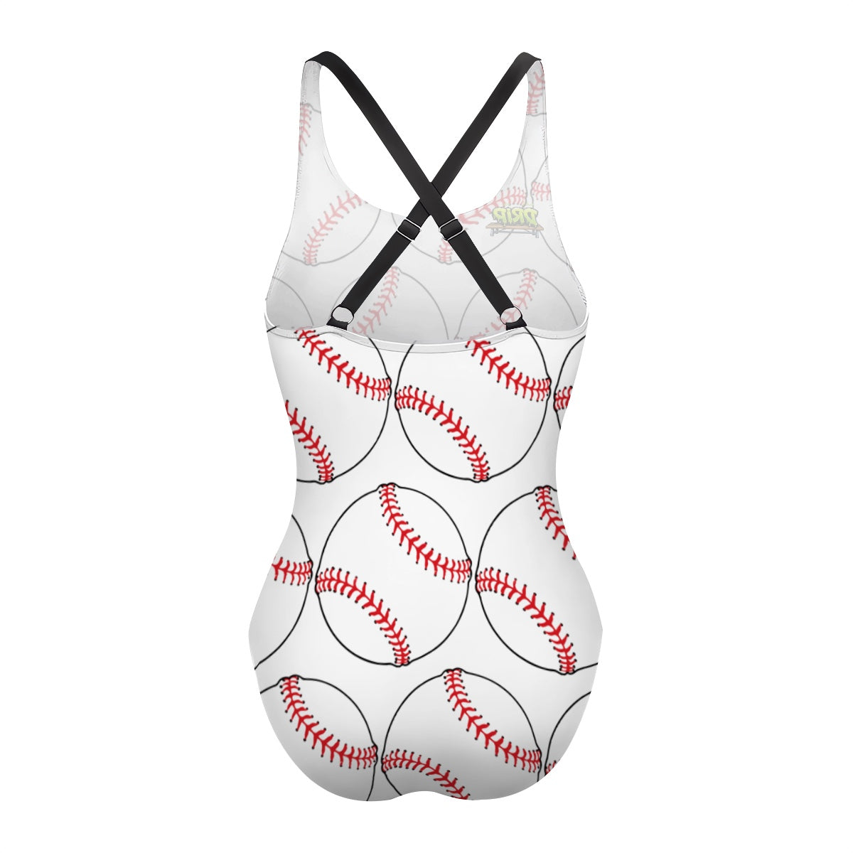 Cross-Back One Piece Swimsuit Women - Classic Baseball White