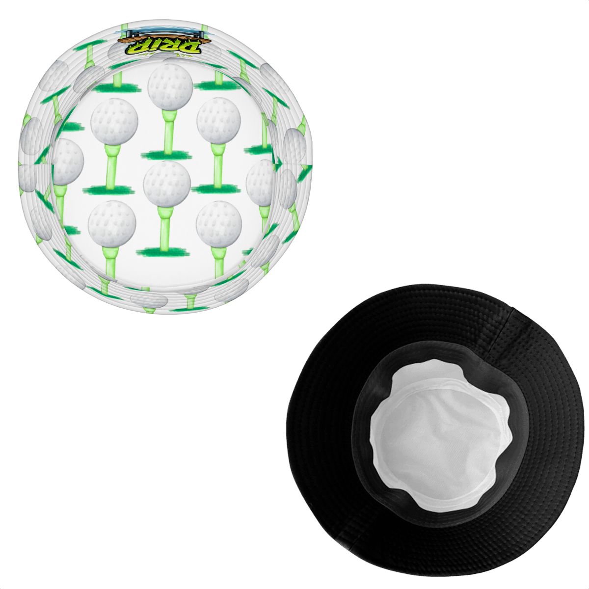 Drip Bucket Hat - Golf Ball and Tee White