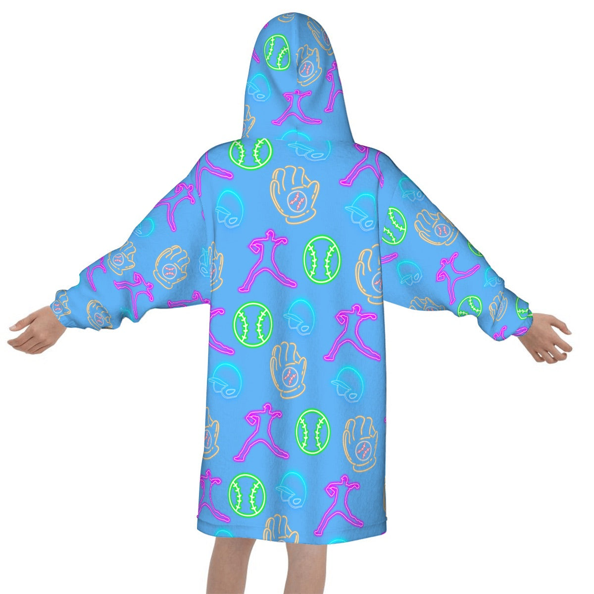 Youth Blanket Sweatshirt - Sky Blue Neon Lights