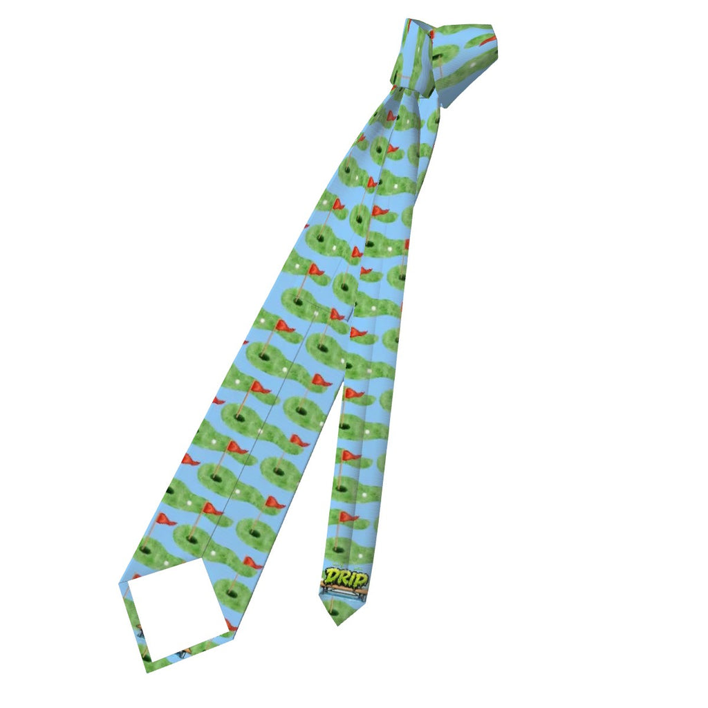 Game Day Tie - Golf Hole and Flag Blue