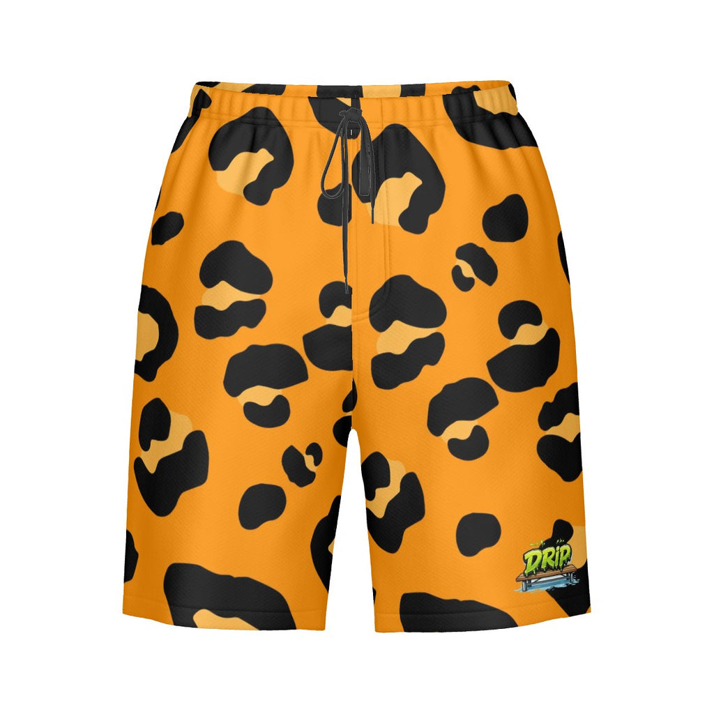 Men/Teen Swim Shorts - Drip Bench Leopard Orange