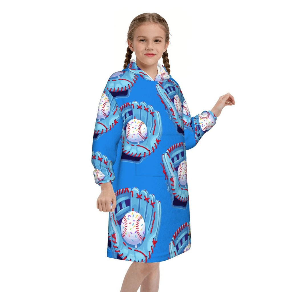Youth Blanket Sweatshirt - Baseball Sprinkles Drip Dark Blue