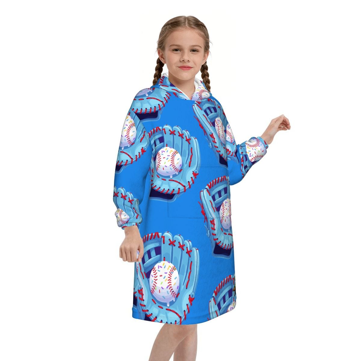 Youth Blanket Sweatshirt - Baseball Sprinkles Drip Dark Blue