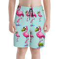 Youth Swim Shorts - Flamingo Pickle Seafoam