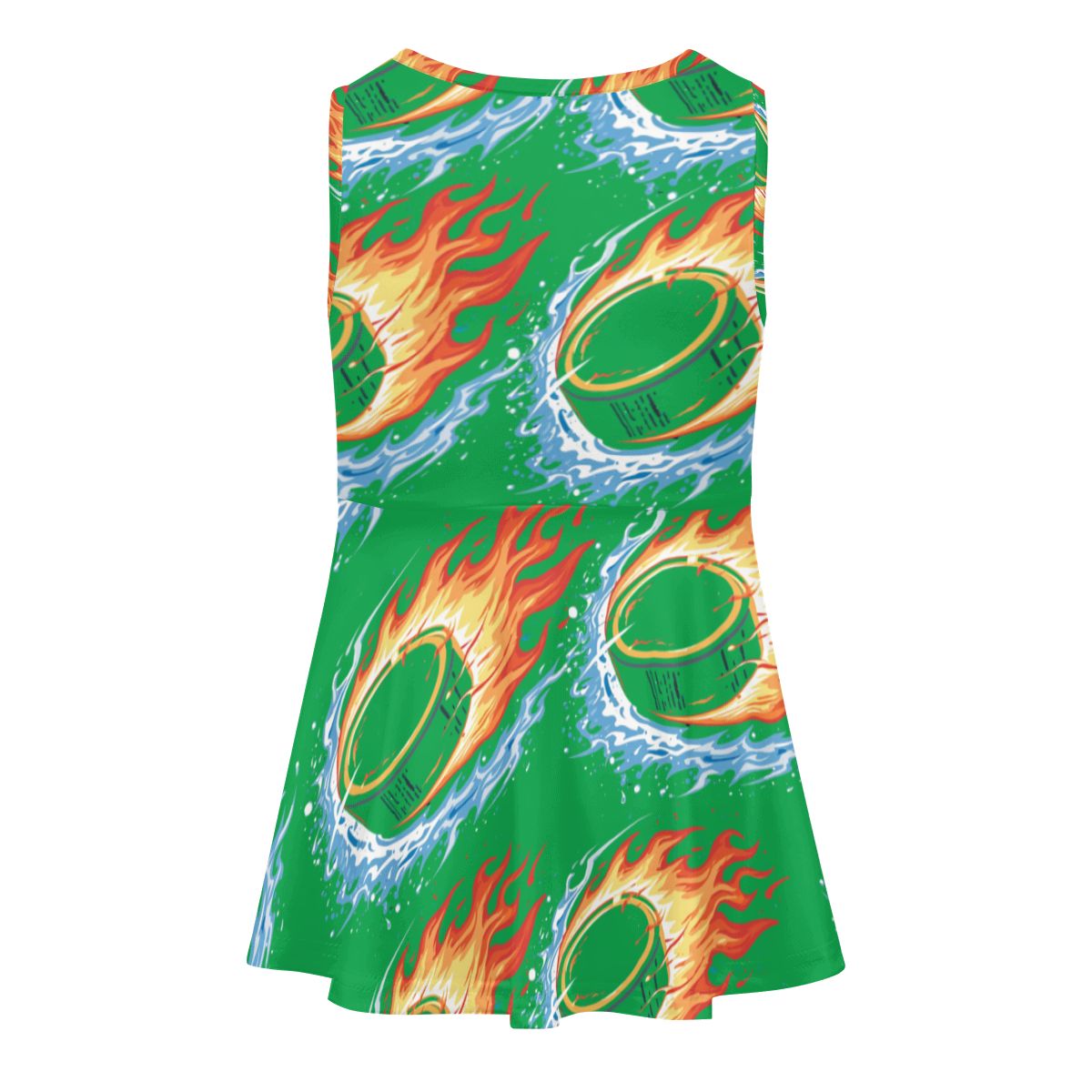 Girl's Game Day Dress - Flamin Hockey Pucks Classic Green