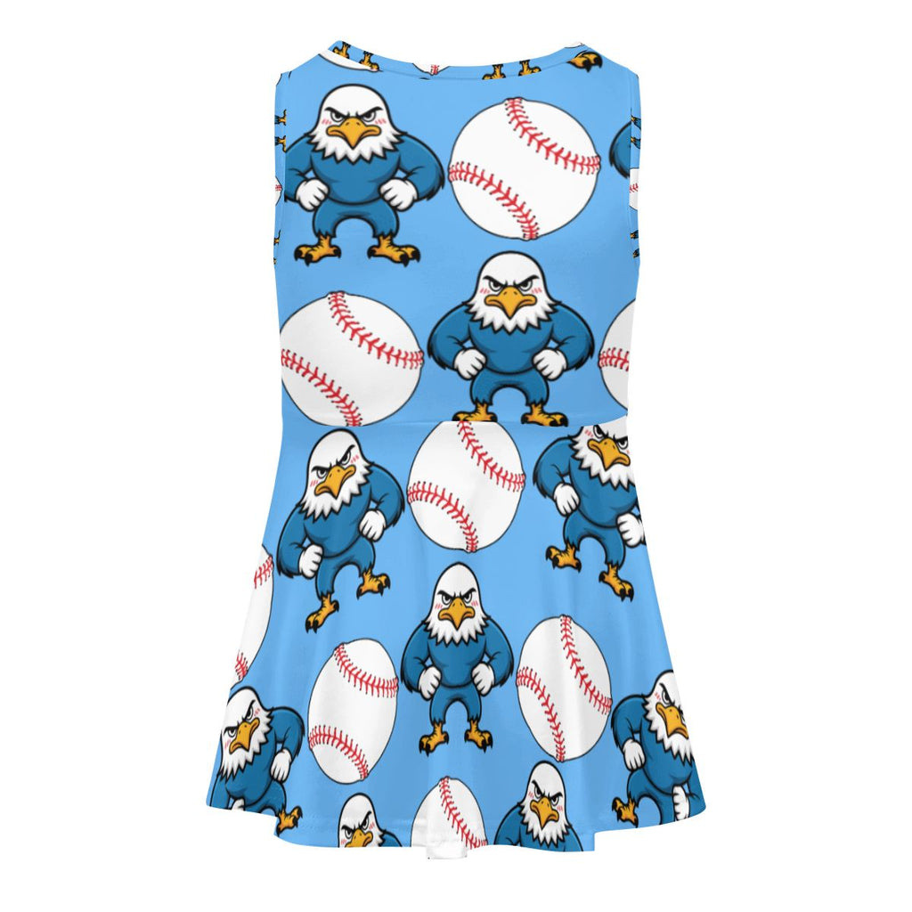 Girls Game Day Dress - Classic Baseball Blue