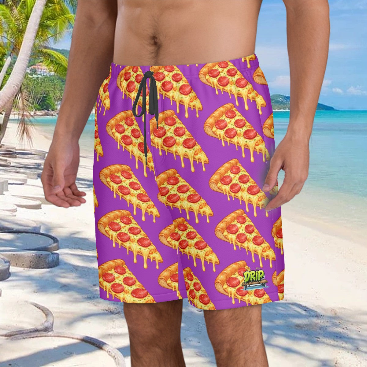 Men/Teen Swim Shorts - Pizza Purple