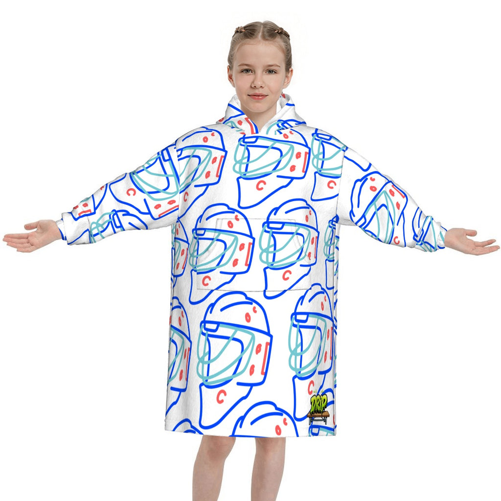 Youth Blanket Sweatshirt - Goalie Helmet Sketch White