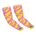 Drip Bench Performance Arm Sleeves - Neon Pink Baseballs Yellow