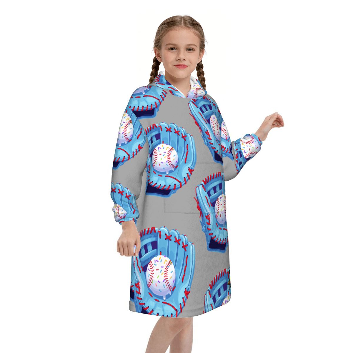 Youth Blanket Sweatshirt - Baseball Sprinkles Grey