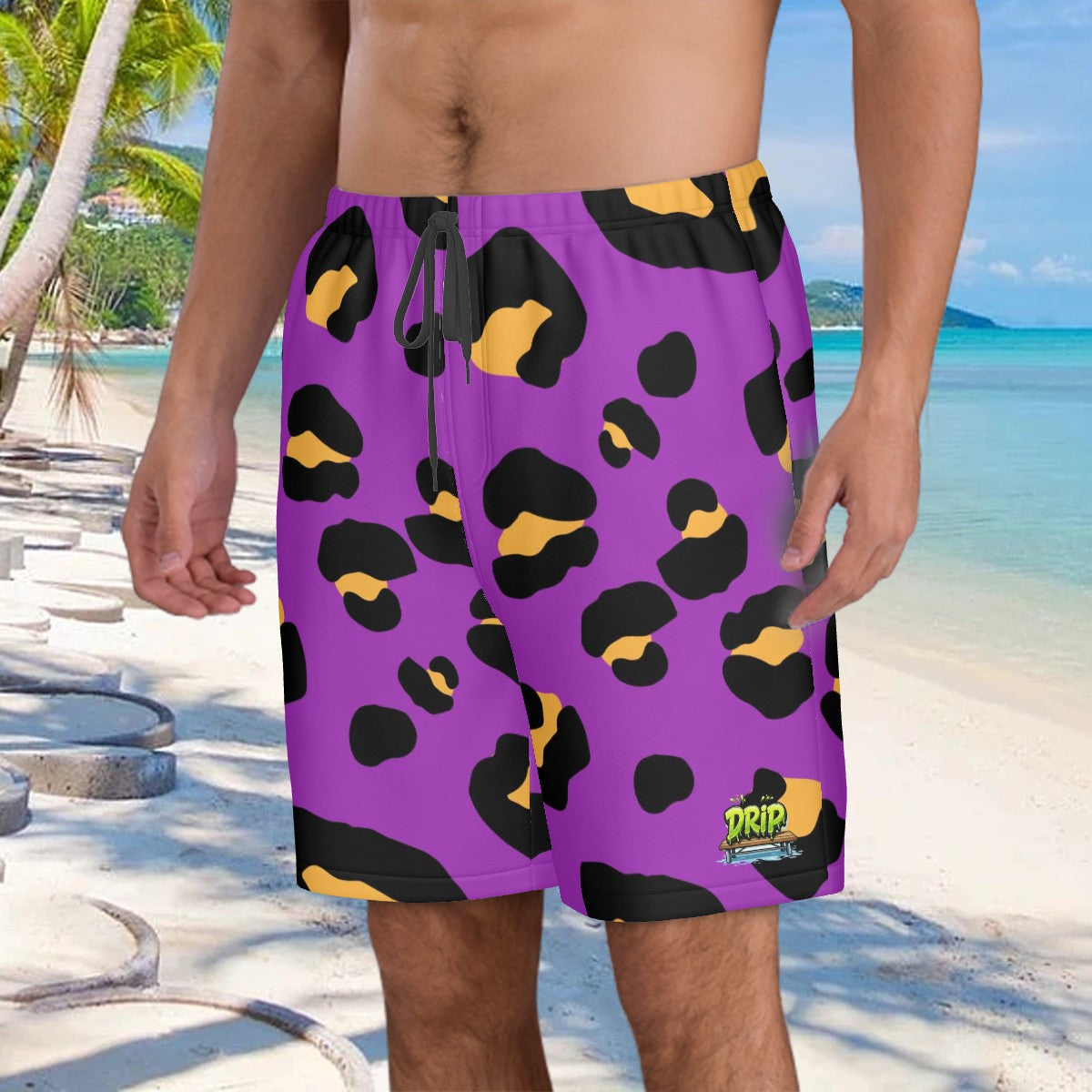 Men/Teen Swim Shorts - Drip Bench Leopard Purple