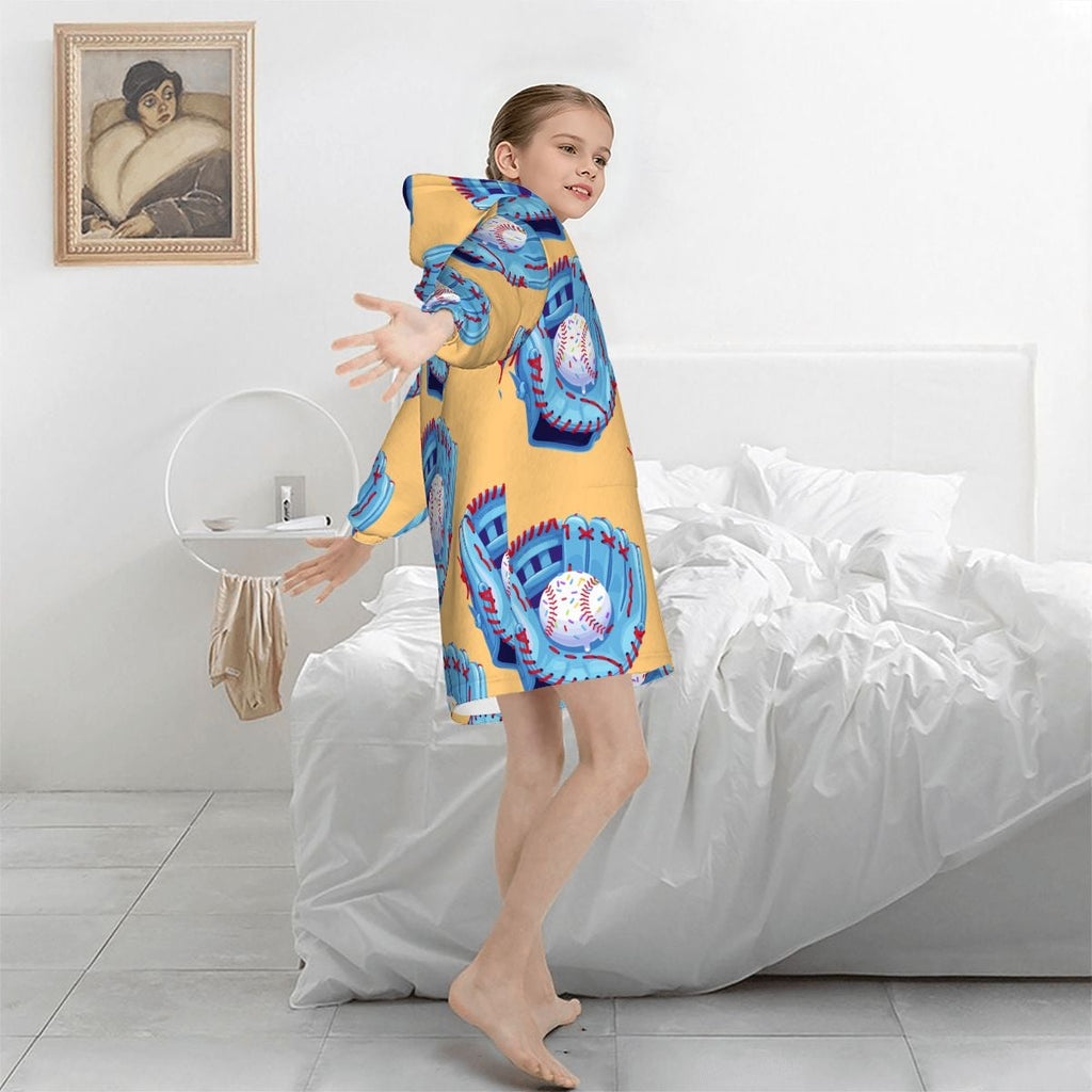 Youth Blanket Sweatshirt - Baseball Sprinkles Drip Sherbert Orange