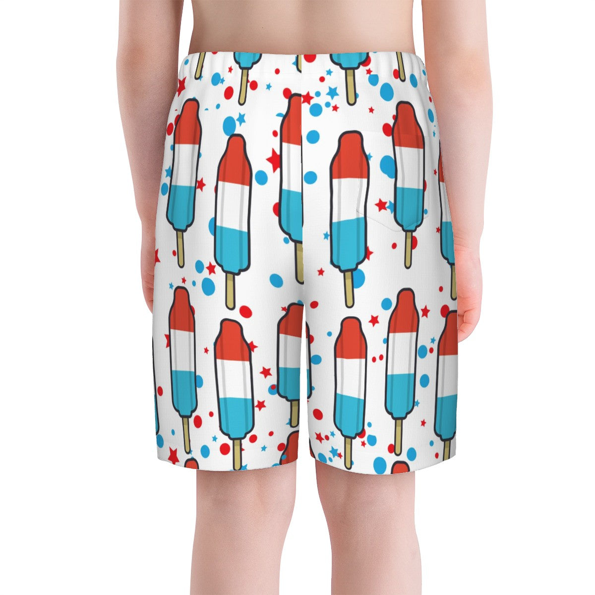 Youth Swim Shorts - Red White and Blue Pop White