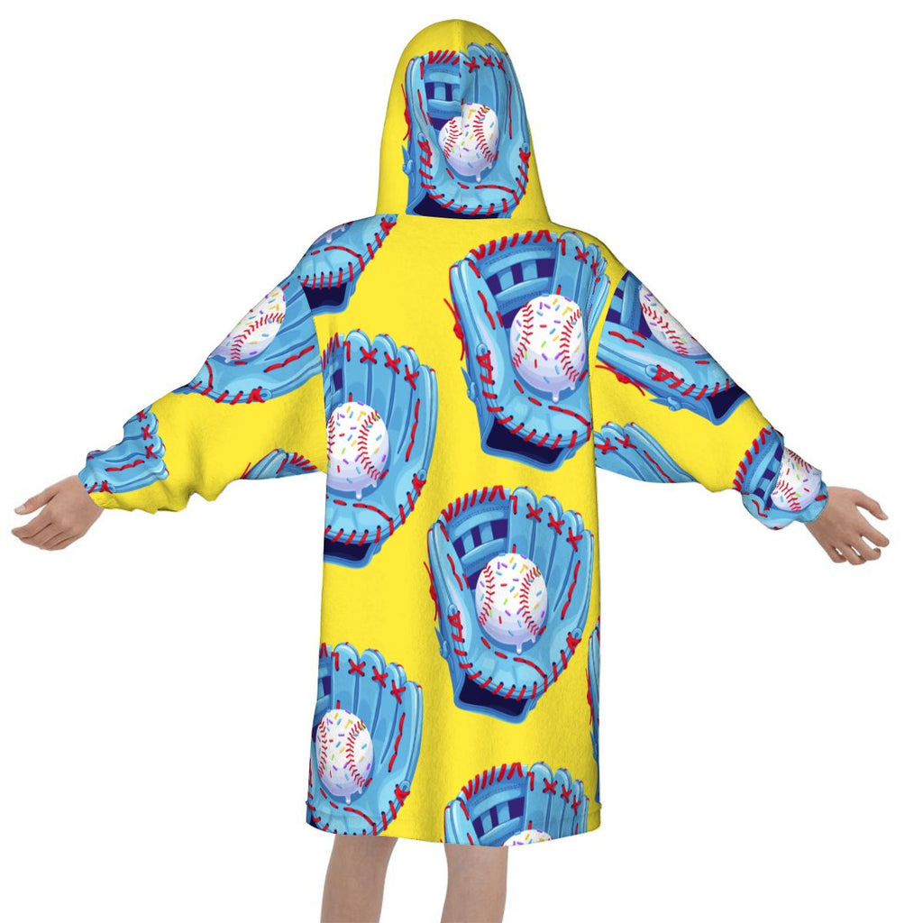 Youth Blanket Sweatshirt - Baseball Sprinkles Drip Yellow