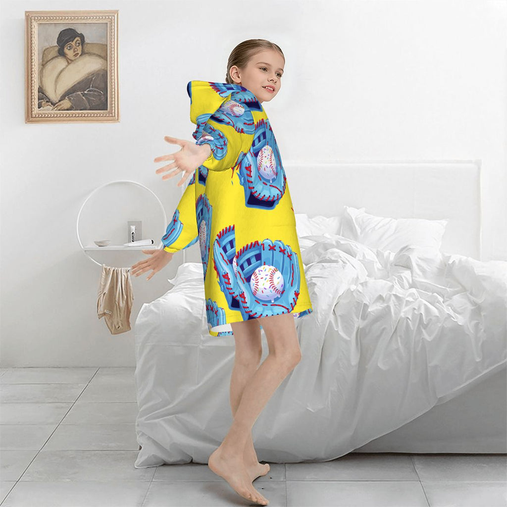 Youth Blanket Sweatshirt - Baseball Sprinkles Drip Yellow