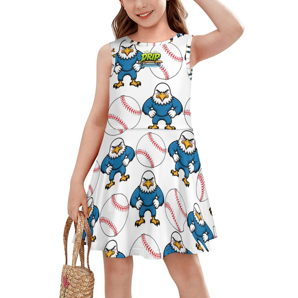 Girls Game Day Dress - Classic Baseball White