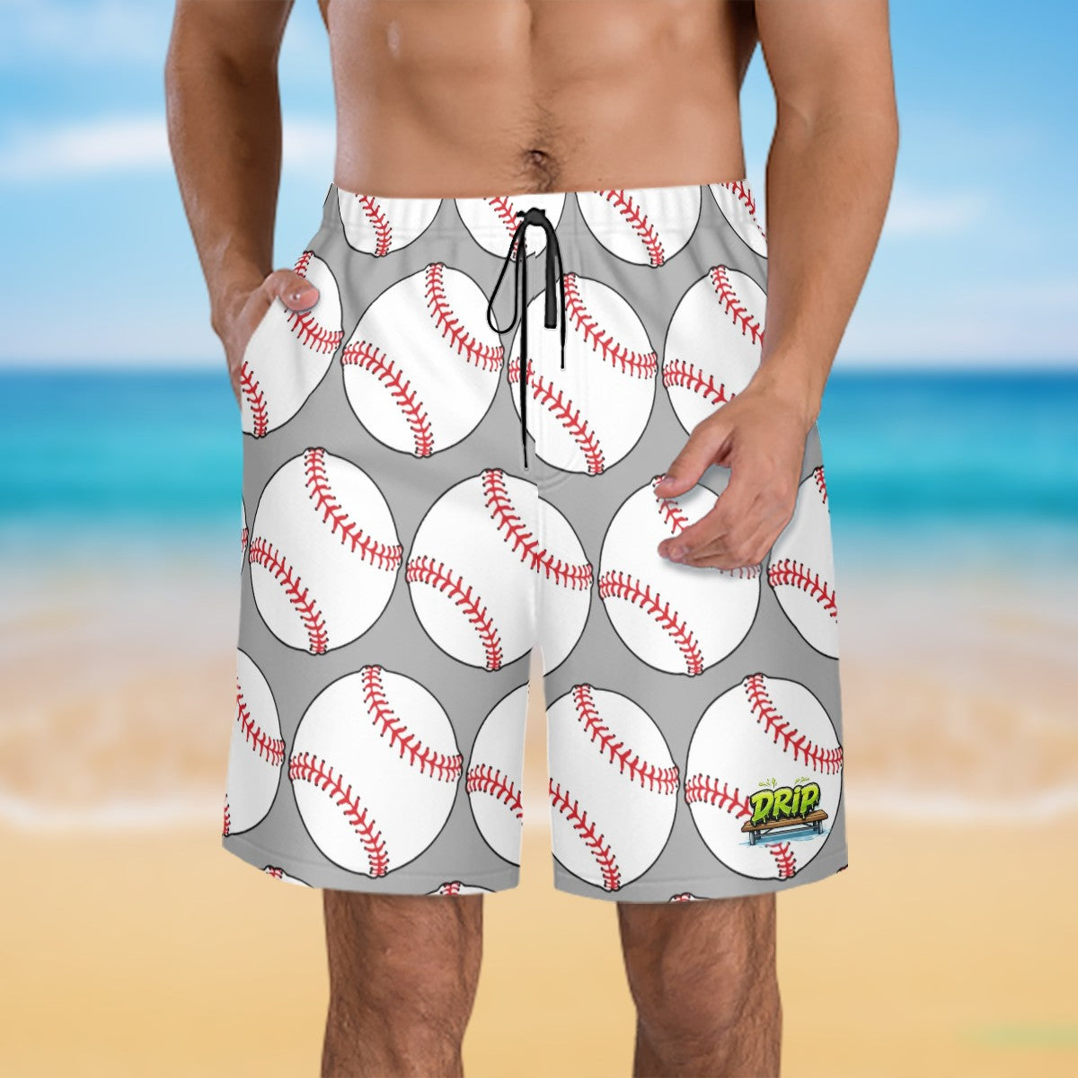 Men/Teen Swim Shorts - Classic Baseball Grey
