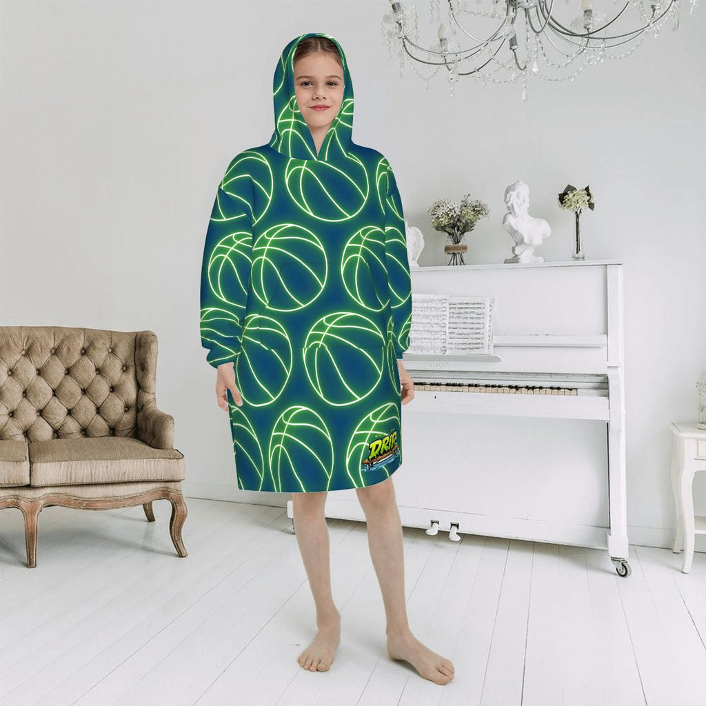 Youth Blanket Sweatshirt - Neon Green Basketball Midnight