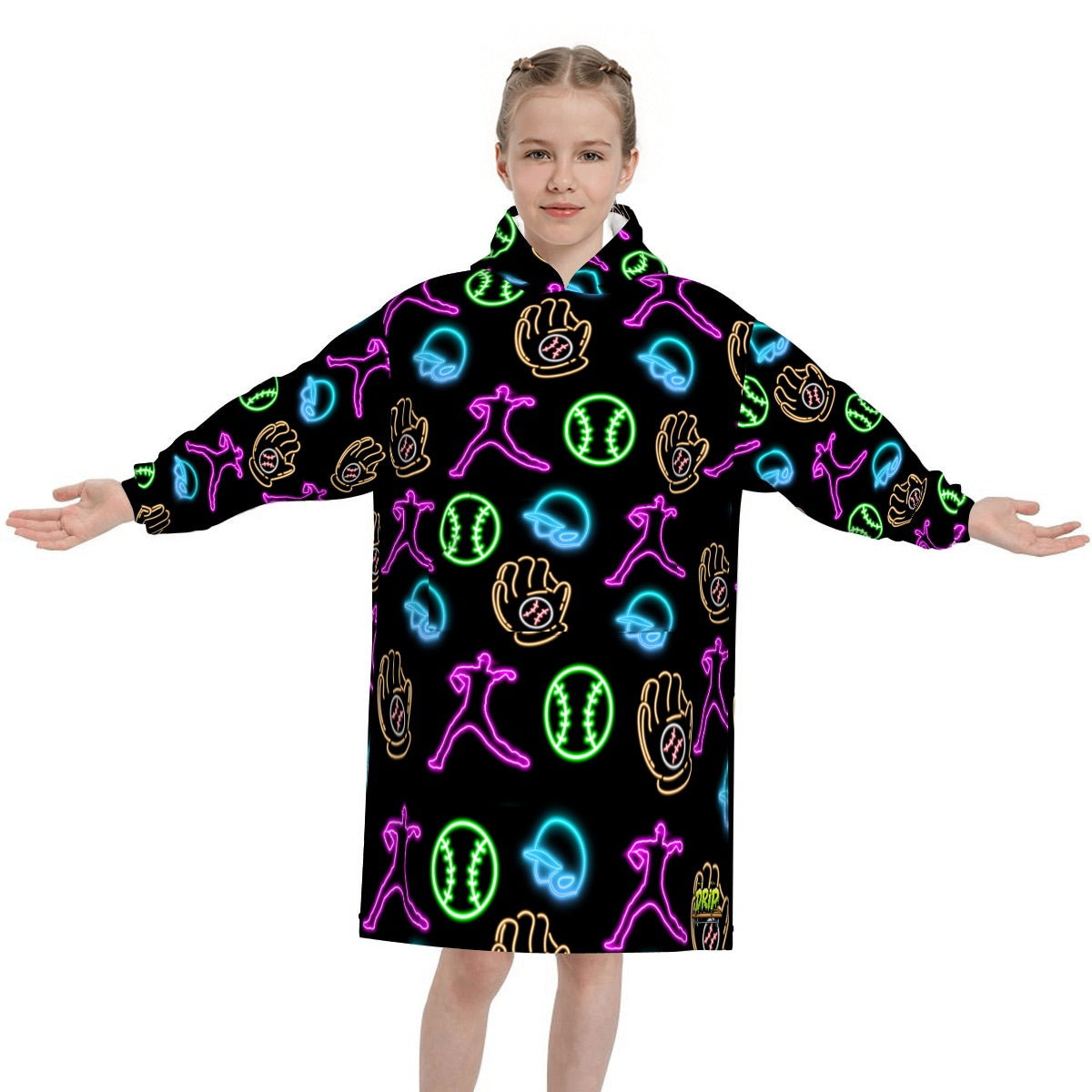 Youth Blanket Sweatshirt - Black Neon Lights