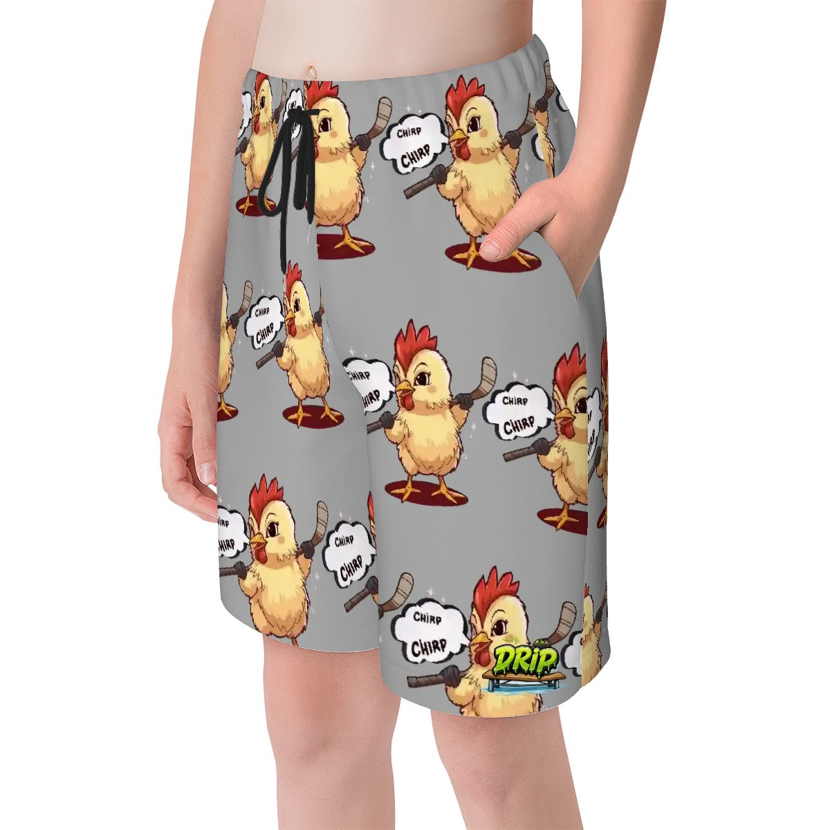 Youth Swim Shorts - Hockey Chirp Chirp Grey