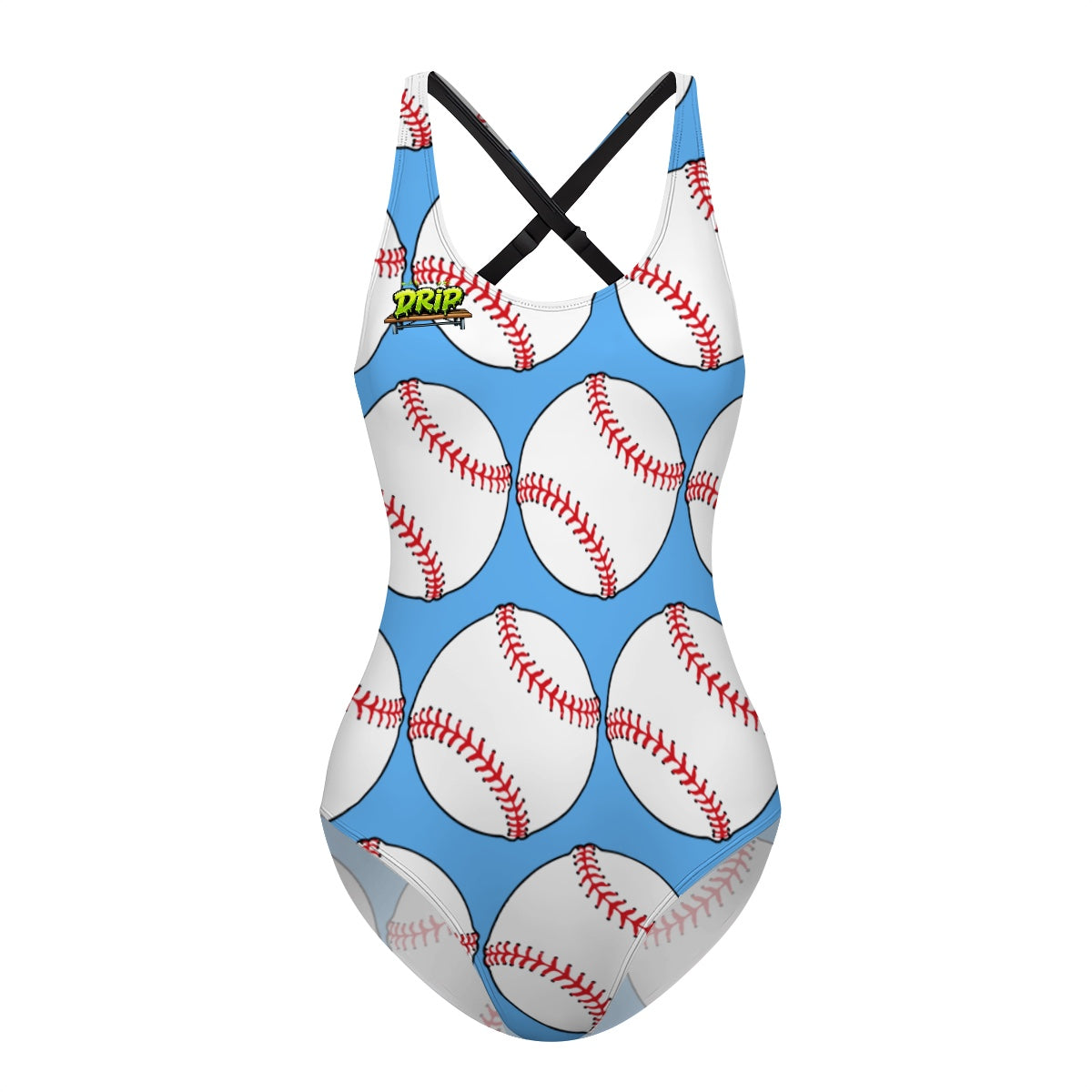 Cross-Back One Piece Swimsuit Women - Classic Baseball Blue