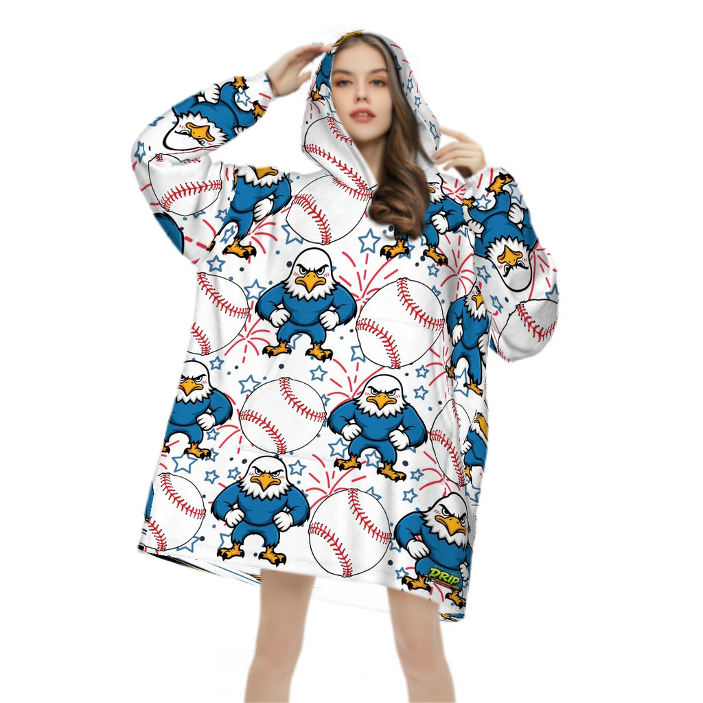 Adult Blanket Sweatshirt - Stars and Strikes White