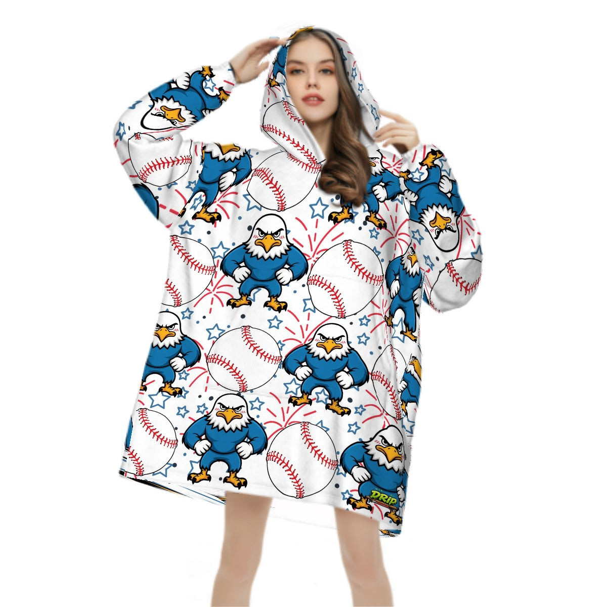 Adult Blanket Sweatshirt - Stars and Strikes White