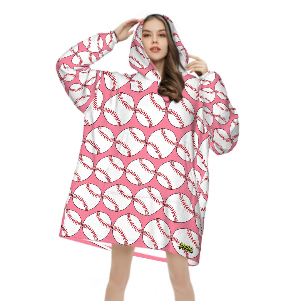Adult Blanket Sweatshirt - Classic Baseball Pink