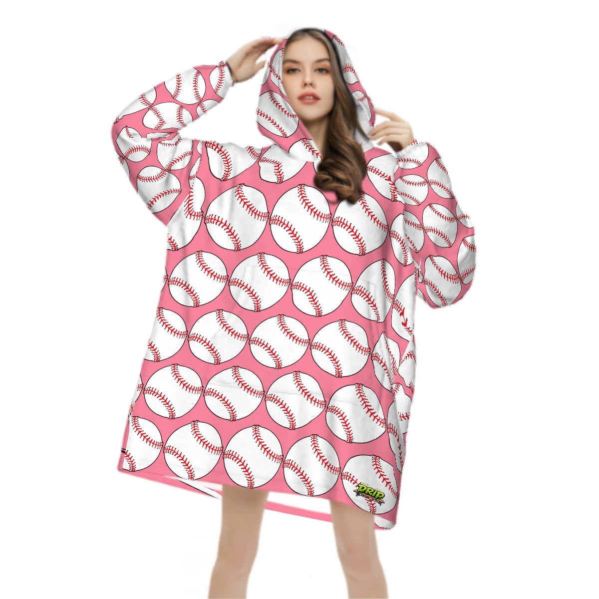 Adult Blanket Sweatshirt - Classic Baseball Pink