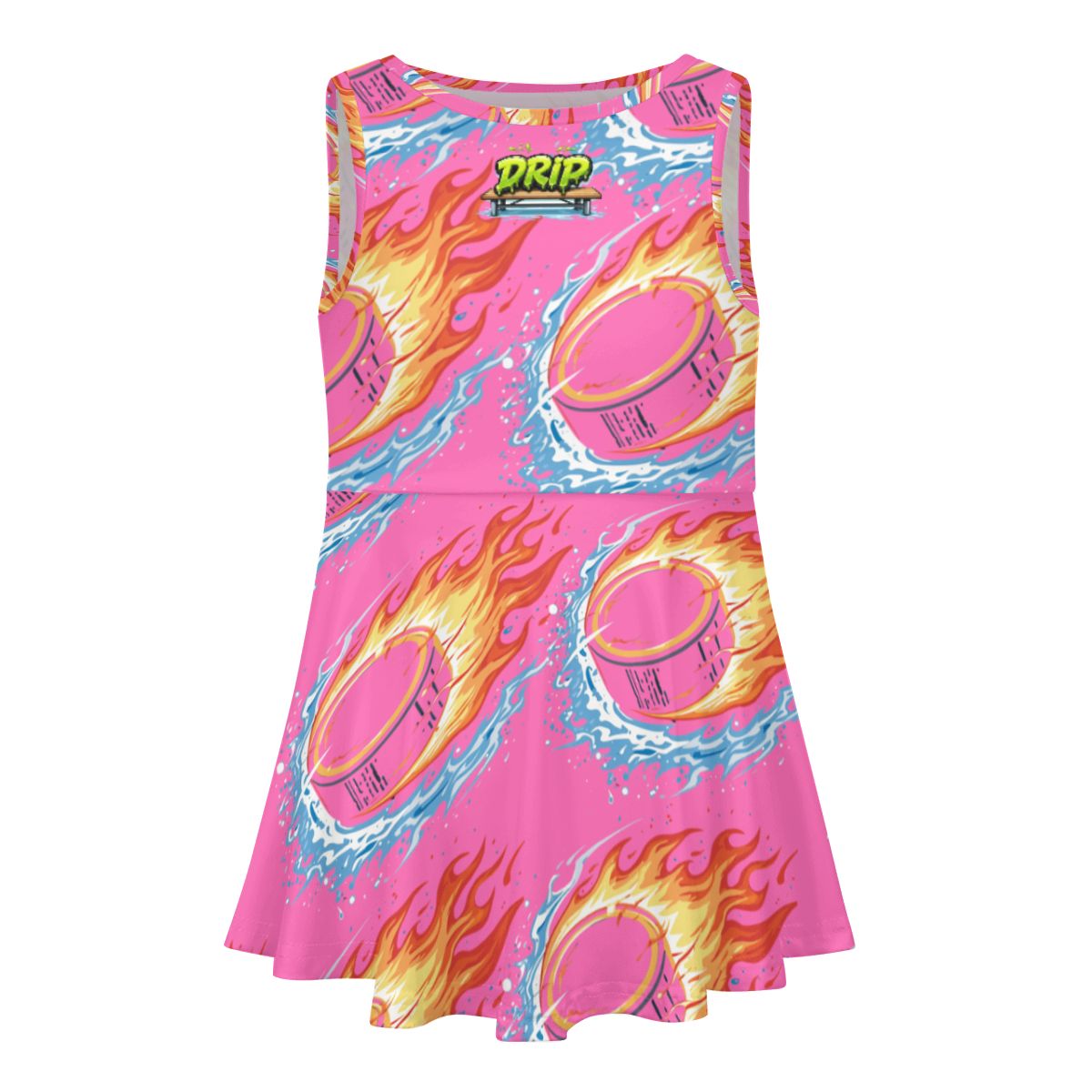 Girl's Game Day Dress - Flamin Hockey Pucks Hot Pink