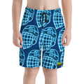 Youth Swim Shorts - Hockey Helmet Neon Blue Midnight