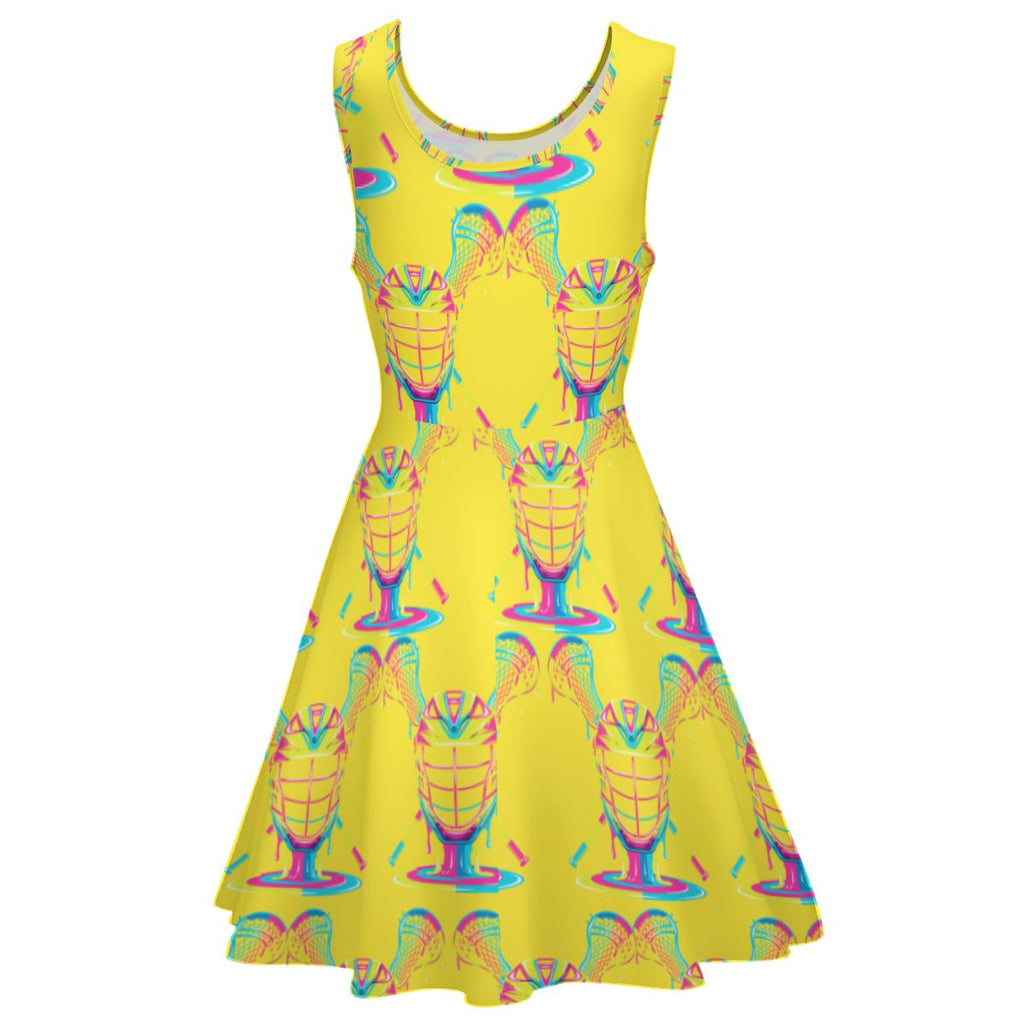 Women's Game Day Dress - Lacrosse Rainbow Drip Yellow