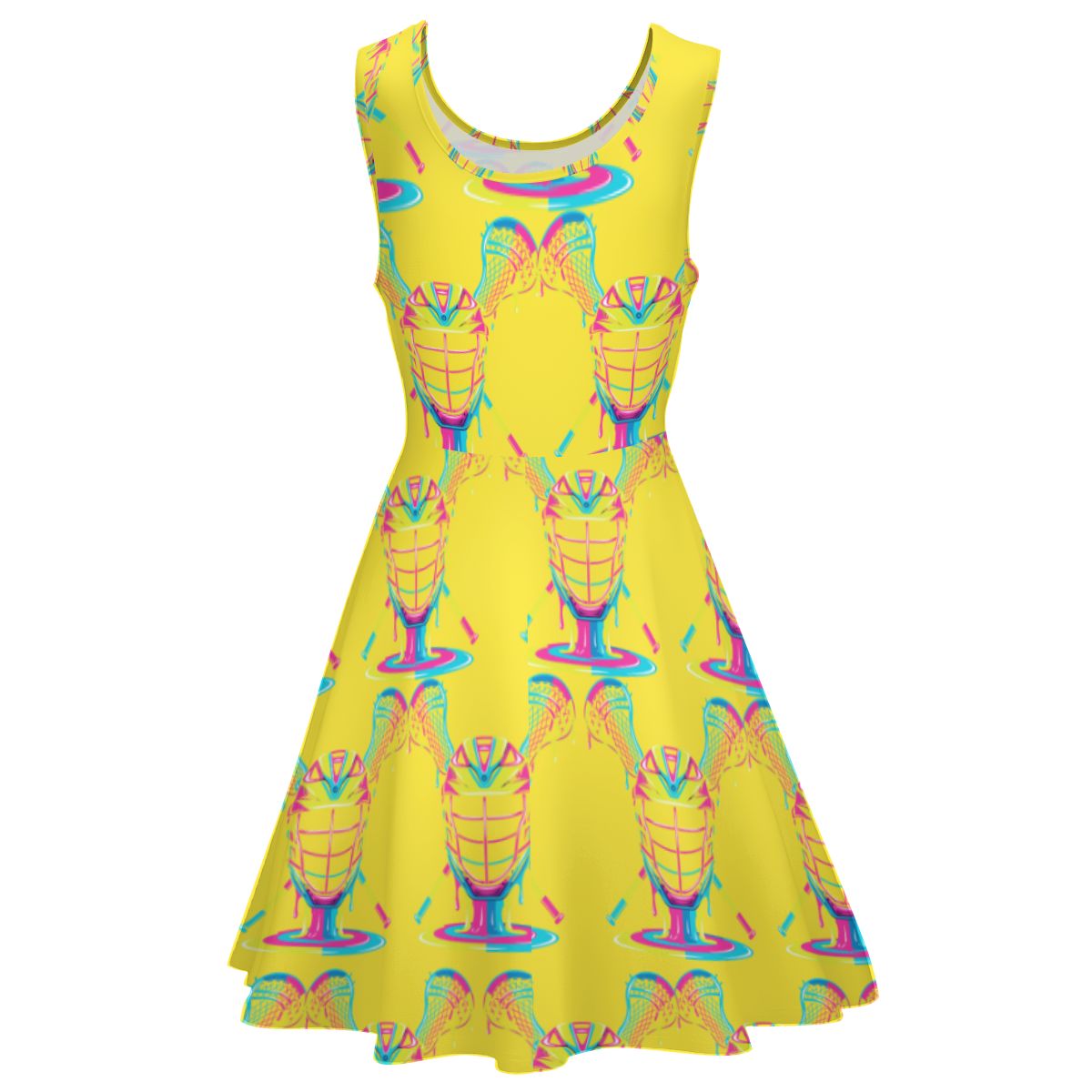 Women's Game Day Dress - Lacrosse Rainbow Drip Yellow
