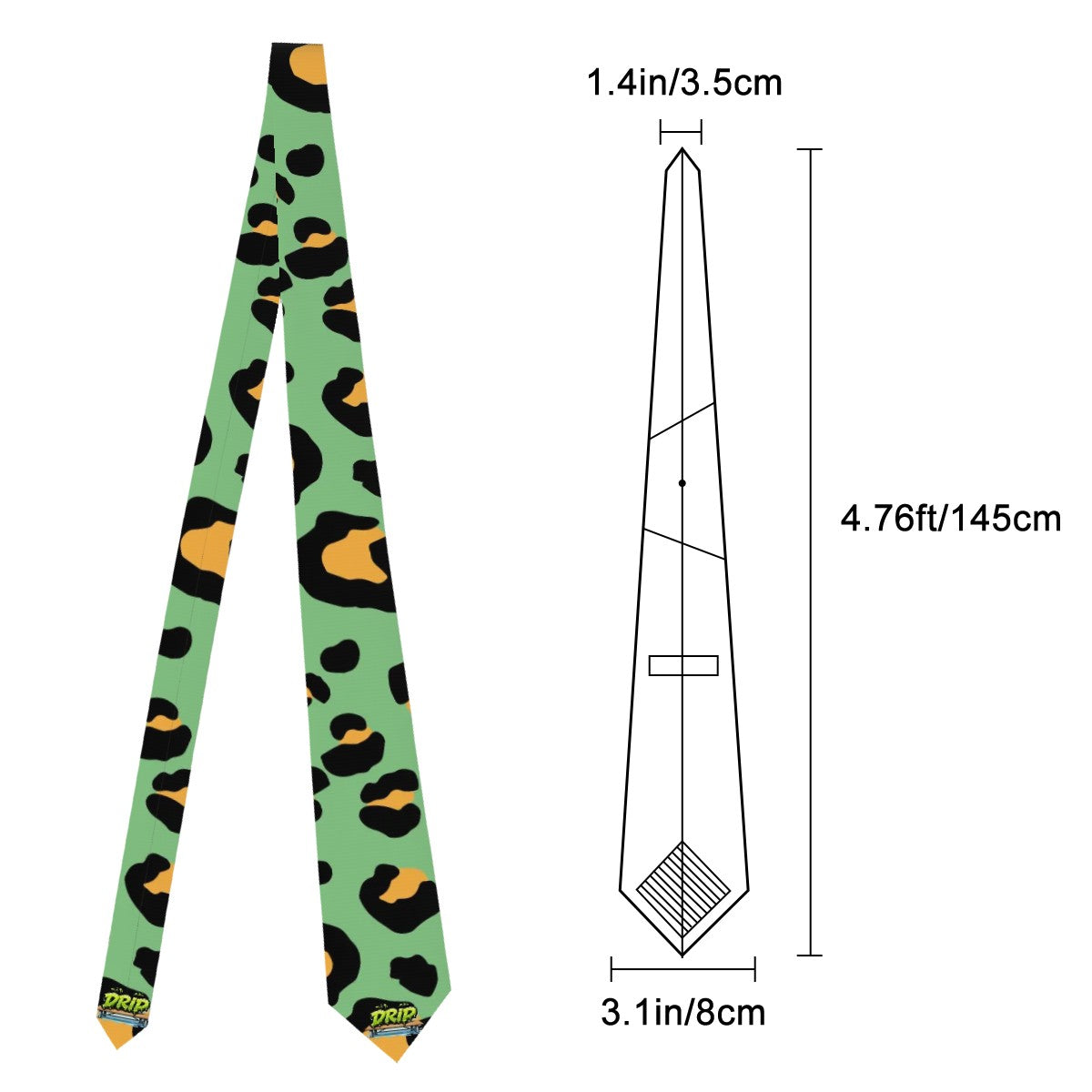 Game Day Tie - Drip Bench Leopard Jungle Green