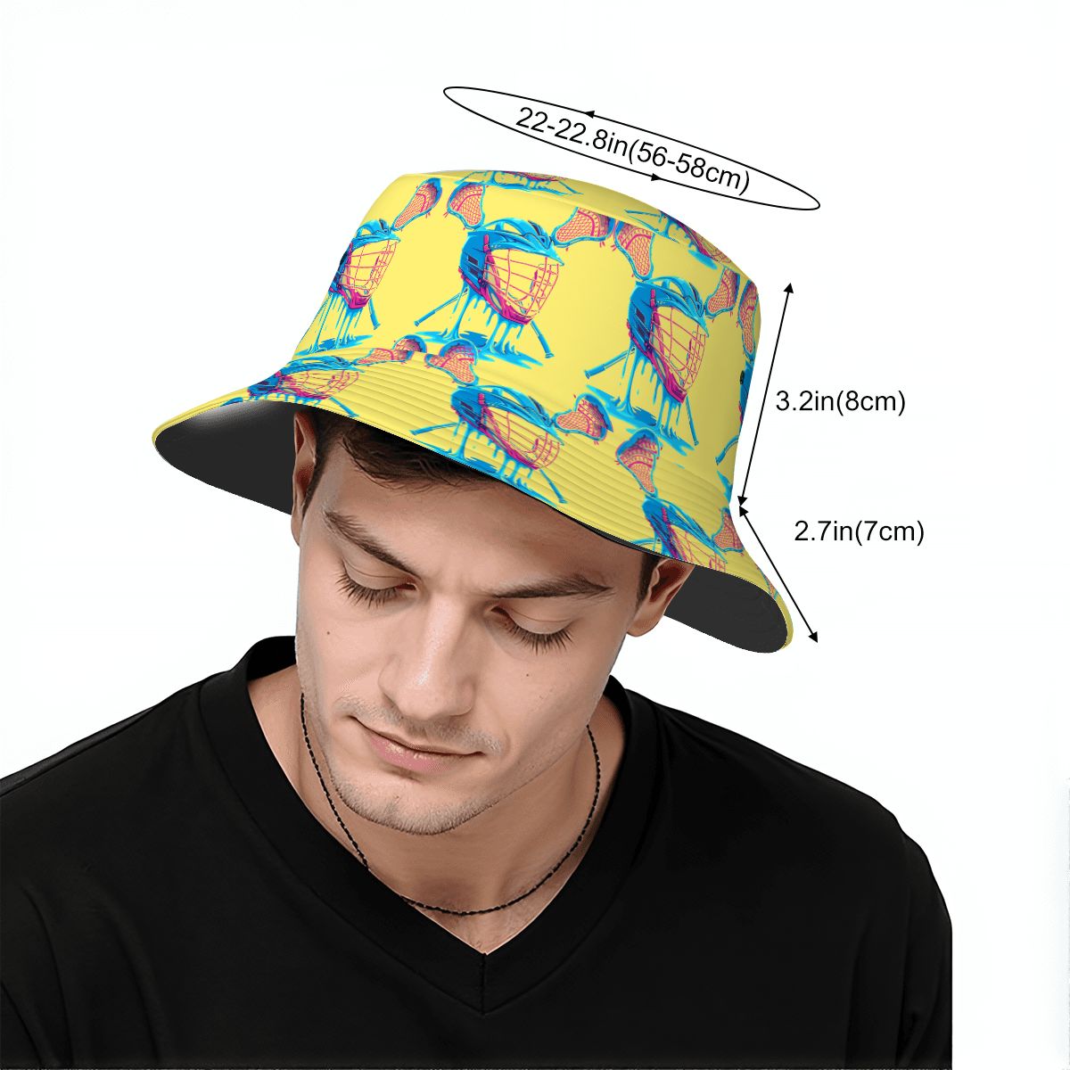 Drip Bucket Hat - Lacrosse Helmet Sticks Yellow