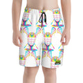 Youth Swim Shorts - Lacrosse Rainbow Drip White