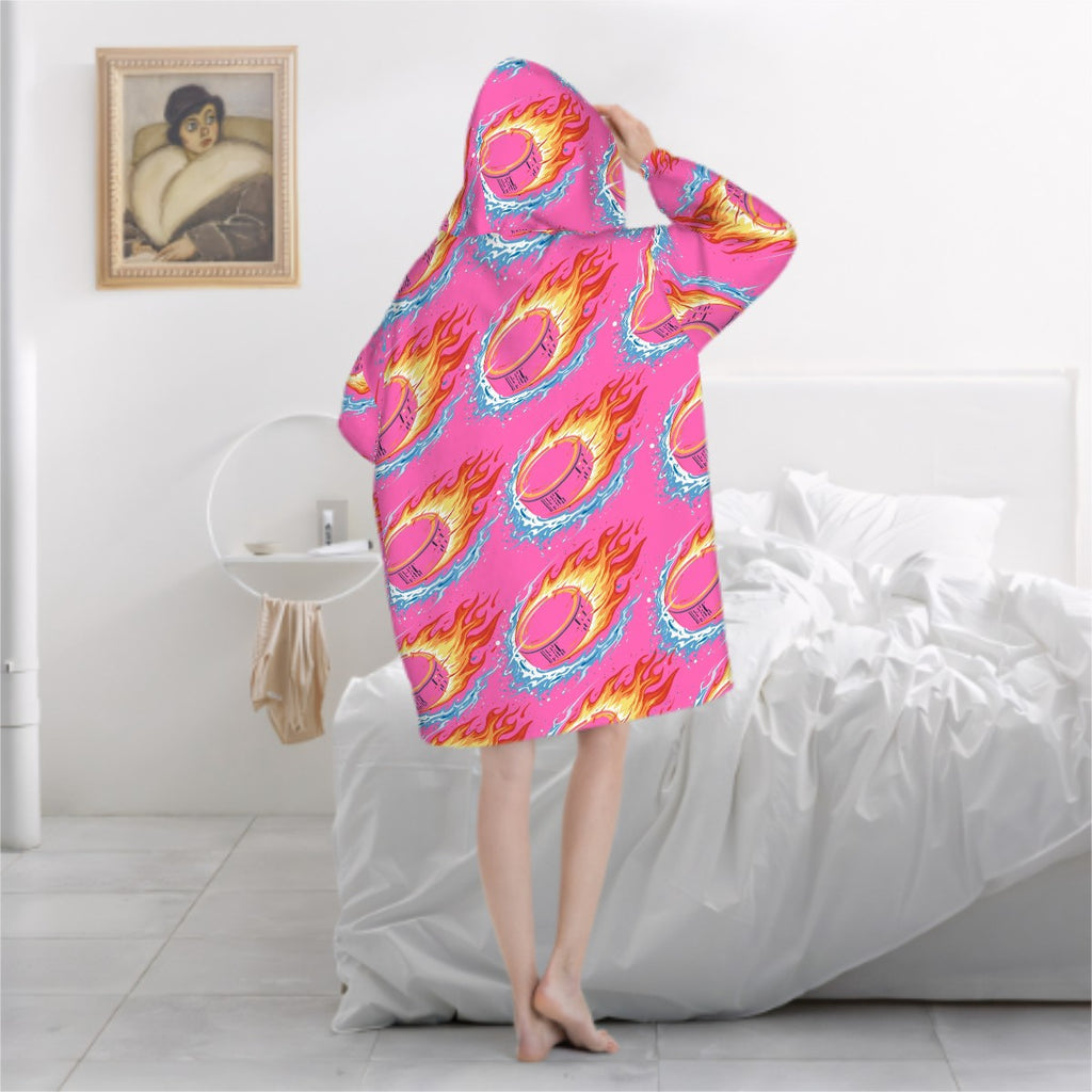 Adult Blanket Sweatshirt - Flamin Hockey Pucks Hot Pink