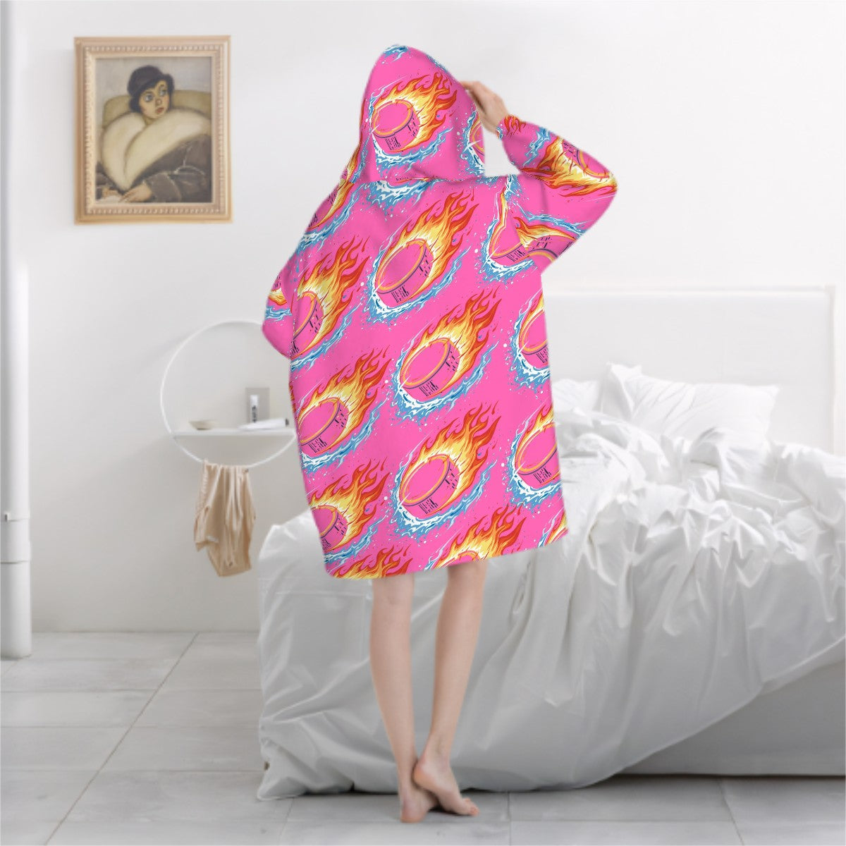 Adult Blanket Sweatshirt - Flamin Hockey Pucks Hot Pink